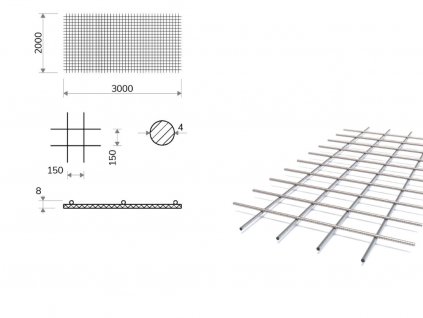 Kari sieť oko 150/150 mm, 3x2 m, priemer 4 mm (KA17)