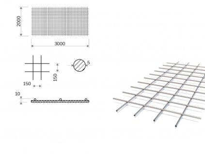 Kari sieť oko 150/150 mm, 3x2 m, priemer 5 mm (KD37)
