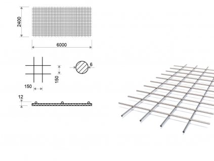 Kari sieť oko 150/150 mm, 6x2,4 m, priemer 6 mm (KH71)