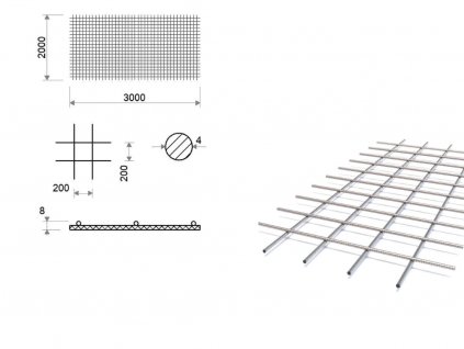 Kari sieť oko 200/200 mm, 3x2 m, priemer 4 mm (KA18)