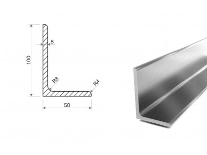 Nerezový L Profil 100x50x8 (1.4301/7)