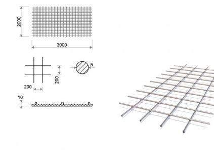 Kari sieť oko 200/200 mm, 3x2 m, priemer 5 mm (KD36)