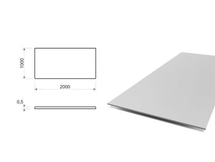 Hliníkový plech hladký 1x2 m, hrúbka 0,5 mm (EN 1050) H24