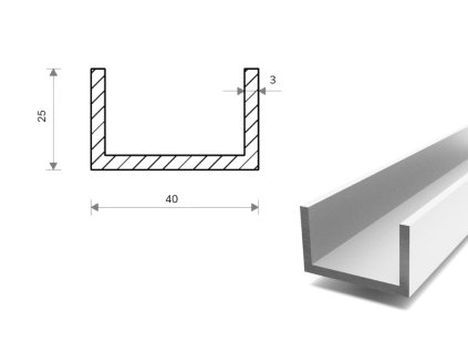 Hliníkový U profil 25x40x25x3