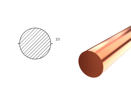 Medená tyč kruhová 10 mm – ťahaná