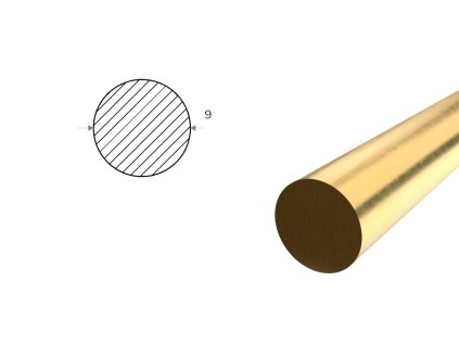 Mosadzná tyč kruhová 9 mm (CW614N)