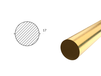 Mosadzná tyč kruhová 17 mm (CW614N)
