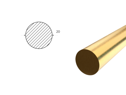 Mosadzná tyč kruhová 20 mm (CW614N)