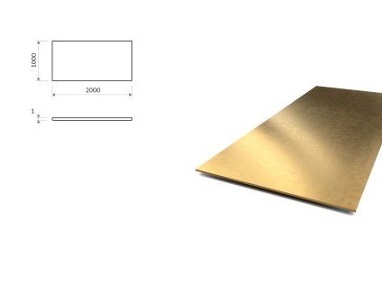 Mosadzný plech 1×2 m, hrúbka 1 mm + fólia (CW508L)