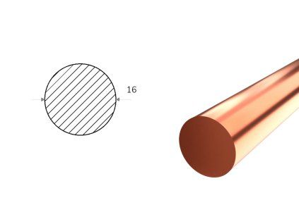 Medená tyč kruhová 16 mm – ťahaná
