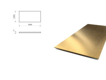 Mosadzný plech 1×3 m, hrúbka 2 mm (CW508L)