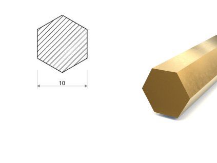 Mosadzná tyč šesťhranná 10 mm (CW614N)