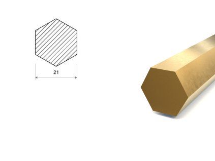 Mosadzná tyč šesťhranná 21 mm (CW614N)