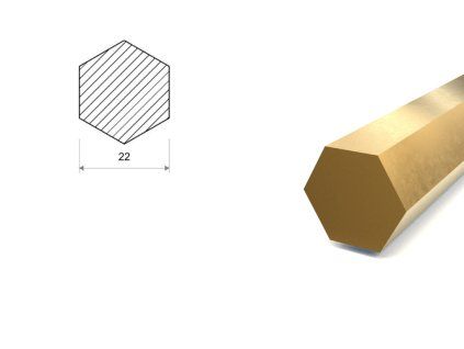 Mosadzná tyč šesťhranná 22 mm (CW614N)