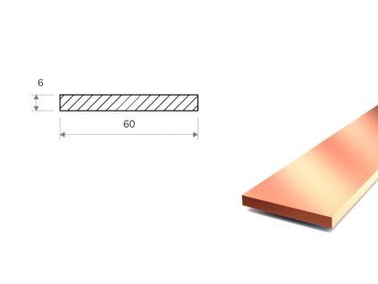 Medená tyč plochá 60×6 (CW008A)
