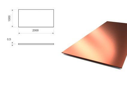 Medený plech 1×2 m, hrúbka 0,5 mm (CW024A)