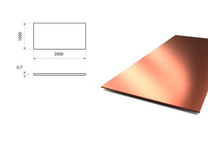 Medený plech 1×2 m, hrúbka 0,7 mm (CW024A)