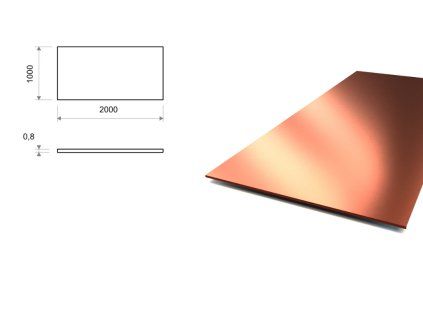 Medený plech 1×2 m, hrúbka 0,8 mm (CW004A)