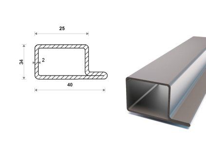 Praporkový profil L 40x34x25x2