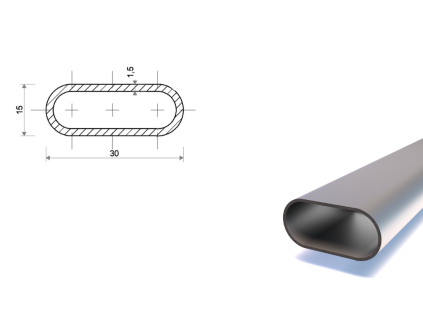 Oceľová oválna rúra 30x15x1,5