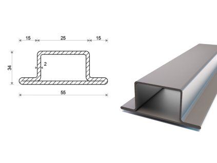 Praporkový profil T 55x34x25x2