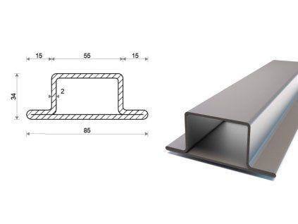 Praporkový profil T 85x34x55x2