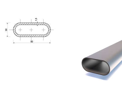 Oceľová oválna rúra 50x30x1,5
