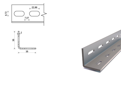Dierovaný L profil pozinkovaný 35x35x2