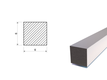 Štvorcová tyč 6x6 mm - ťahaná