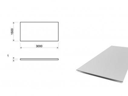 Hliníkový plech hladký 1,5x3 m, hrúbka 1 mm (EN 1050) H24