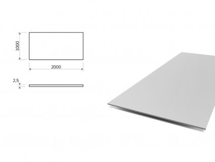 Hliníkový plech hladký 1x2 m, hrúbka 2,5 mm (EN 5754) H22