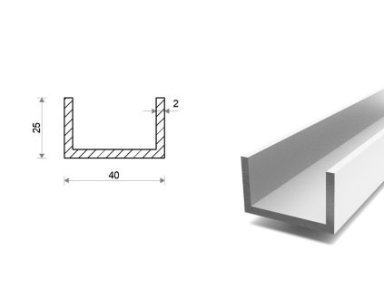 Hliníkový U profil 40x25x40x2
