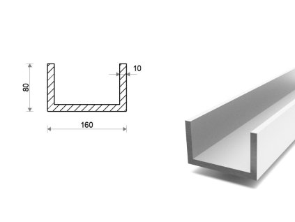 Hliníkový U profil 80x160x80x10
