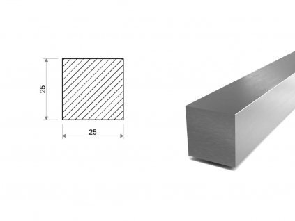 Nerezová štvorcová tyč  25x25 mm - ťahaná (1.4404)