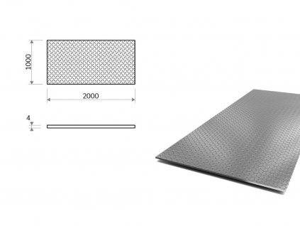 Nerezový plech slzičkový 1x2 m, hrúbka 4 mm