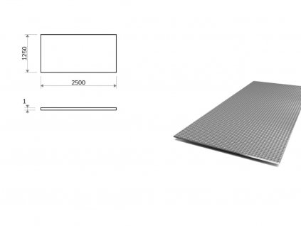 Nerezový plech dekor KARO - 1,25x2,5 m, hrúbka 1 mm  + fólie