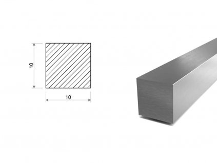 Nerezová štvorcová tyč 10x10 mm - ťahaná (1.4301/7)