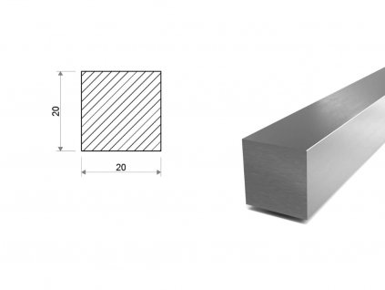 Nerezová štvorcová tyč  20x20 mm - ťahaná (1.4305)