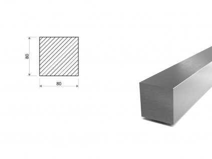 Nerezová tyč štvorcová 80x80 mm (1.4301/7)